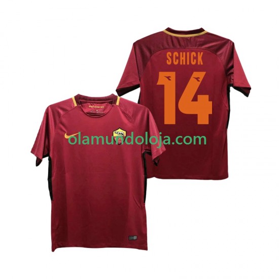 Camisola AS Roma SCHICK 14 2017-2018 Retro Homem Equipamento Primeiro Manga Curta